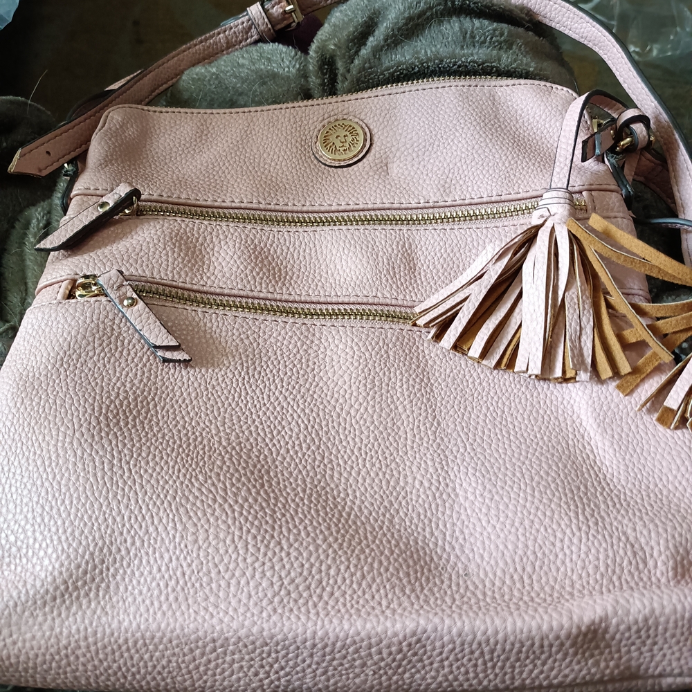 Anne Klein Blush Crossbody Bag with Tassel